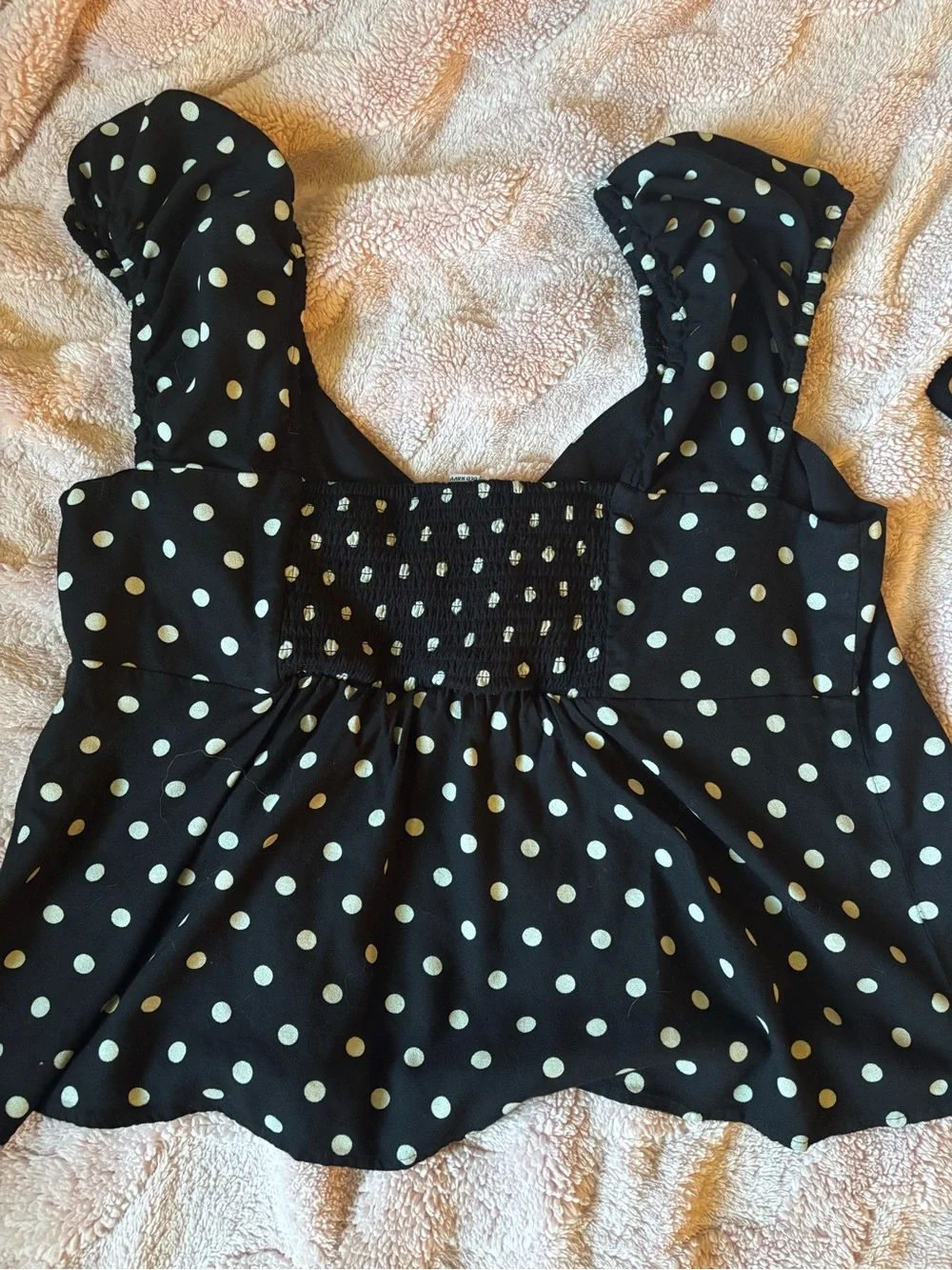 Old Navy Black Polka Dot Sweetheart Puff Sleeve Top XL tall
